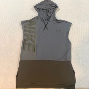 Nike Men Dri-Fit Workout Hooded Tank Tops Bodybuilding Muscle Cut Off Size S